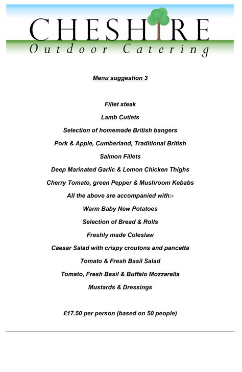 Sample Menus – Cheshire Outdoor Catering