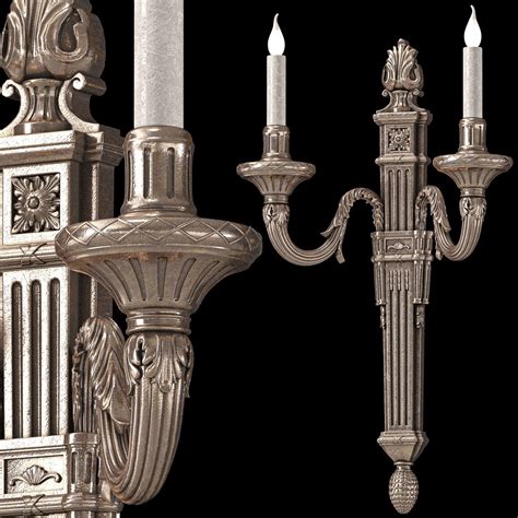 3d Ombres Et Facettes Louis Xvi Noir Et Argent Wall Light Turbosquid