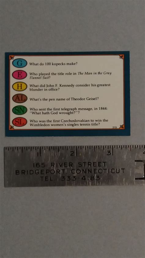 Vintage Trivial Pursuit Cards, Pack of Twenty, Questions & Answers
