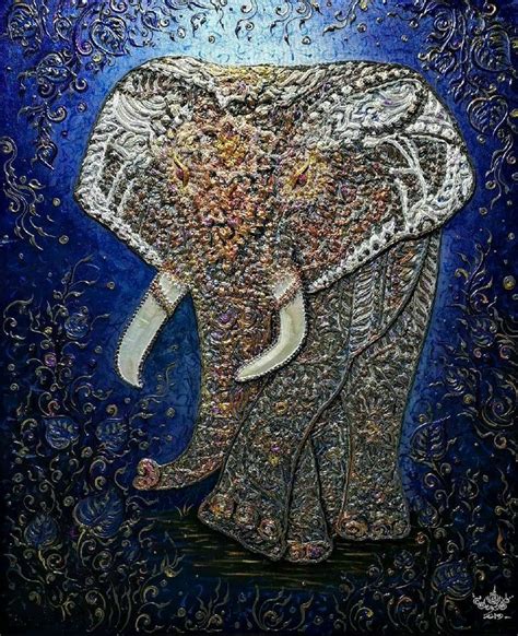 Stunning handmade elephant painting of Thailand