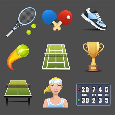 Conjunto De Iconos De Tenis Vectorial Vector Premium