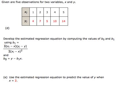 Solved Given Are Five Observations For Two Variables X And Chegg