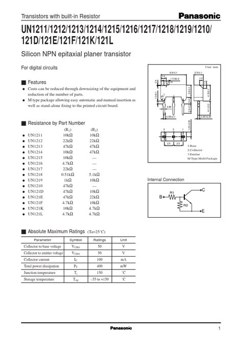 UN121E Transistor Datasheet Distribuidor Stock Y Mejor Precio