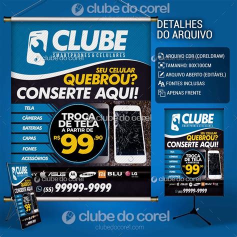 Banner Conserto Smartphone E Celular Clube Do Corel Conserto De