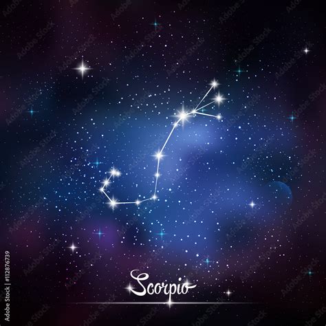 Zodiacal constellation Scorpio. Galaxy background with sparkling stars ...