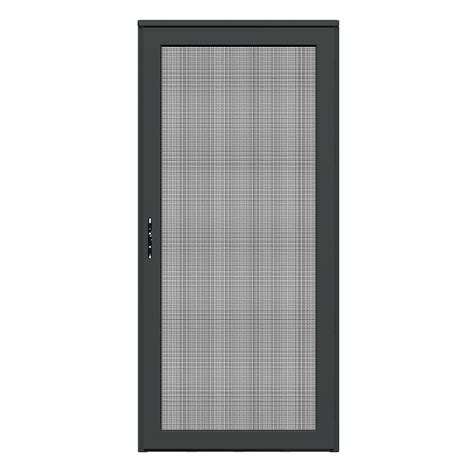 Larson Platinum Secure Screen 36 In X 81 In Graphite Aluminum Surface Mount Left Hand Outswing