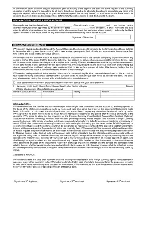 Bank Account Opening Form Template In Word And Pdf Formats Page 4 Of 9