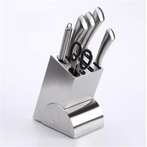 High quality Household Stainless steel knife holder Cutter 6 Holes Kitchen Kitchenware Storage ...