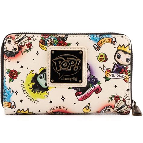 Disney Pop By Loungefly Villains Tattoo Art Zip Around Wallet