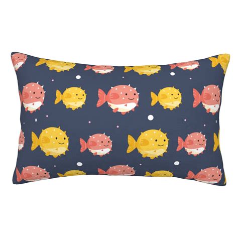 Adobk Cute Puffer Fish Print Pillow Cases Standard Size Cute Puffer