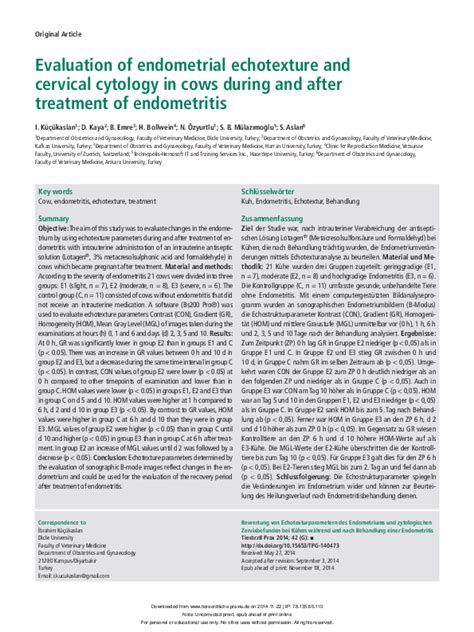 Pdf Evaluation Of Endometrial Echotexture And Cervical Cytology In Cows During And After