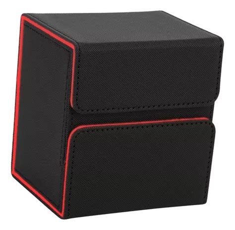 Caja De Baraja De Cartas De Cuero Pu Estuche Negro Y Rojo Cuotas Sin