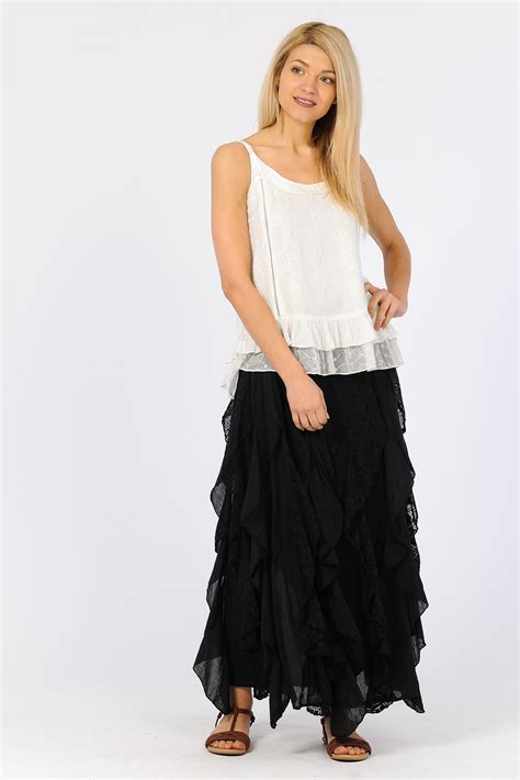 Lace Ruffle Skirt - Black