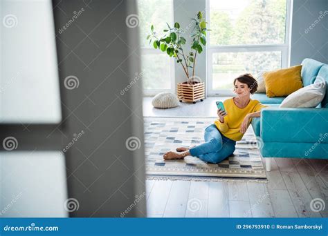 Photo Of Pretty Positive Cute Girl Wear Trendy Clothes Sitting On