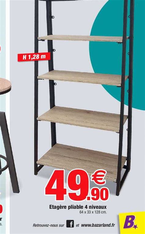 Promo étagère Pliable 4 Niveaux chez Bazarland iCatalogue fr