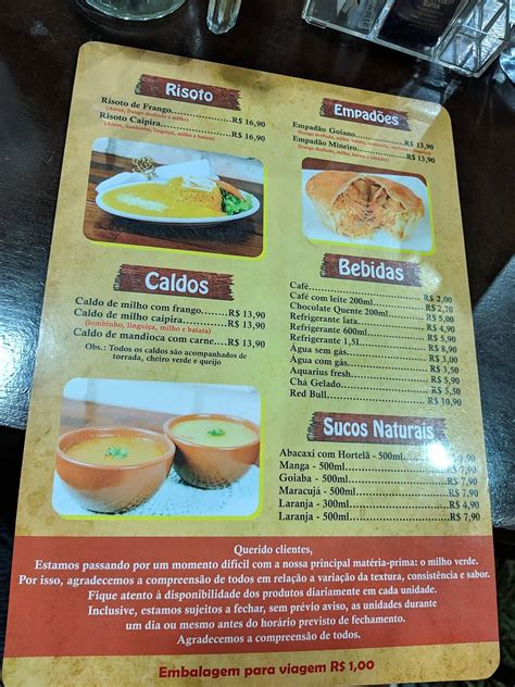 Menu em Ô Caipira Pamonhas e Caldos Santa Maria SIND No Posto de