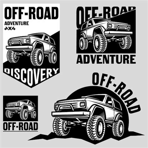 Premium Vector Set Of Classic Off Road Suv Car Emblems Badges And