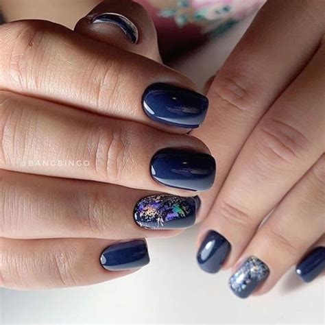 Navy Blue Nail Polish Blue And Silver Nails Blue Gel Nails Dark Blue