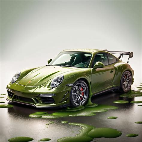 Premium Ai Image Illustration Of A Porsche With Green Slime Liquid