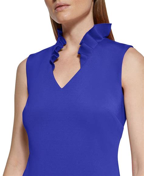 Calvin Klein Womens V Neck Scuba Crepe Sheath Dress Macys