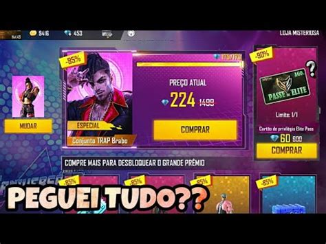 PEGUEI TUDO NOVA LOJA MISTERIOSA DE AGOSTO FREE FIRE CADÊ O PASSE