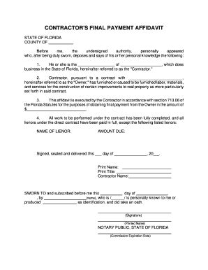 Contractors Final Payment Affidavit Pdf 2020 Fill And Sign Printable Images