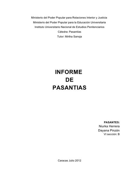 Informe De Pasantia