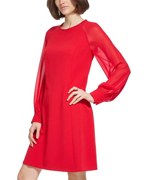 Calvin Klein Illusion Sleeve A Line Dress And Reviews Dresses Women