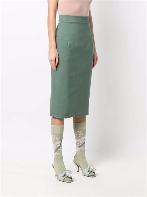 Thom Browne Scallop Edge Cotton Pencil Skirt Farfetch