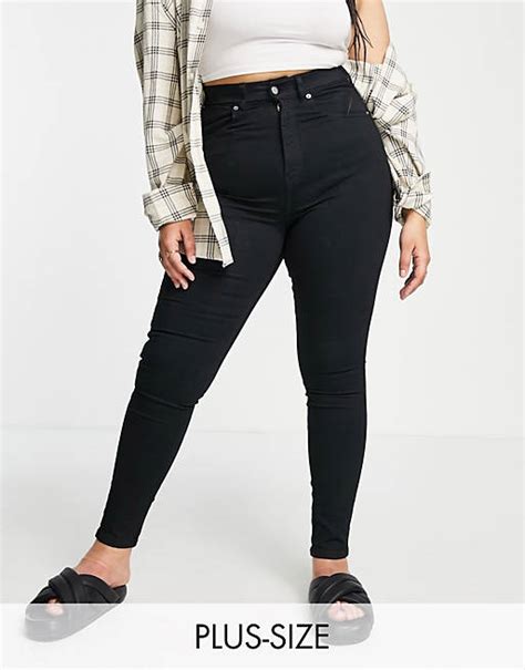 Dr Denim Plus Moxy High Waist Skinny Jean In Black Asos