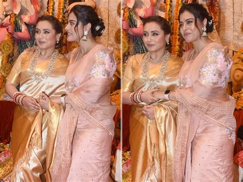 Durga Puja Kajol And Rani Mukerji Up The Traditional Fashion