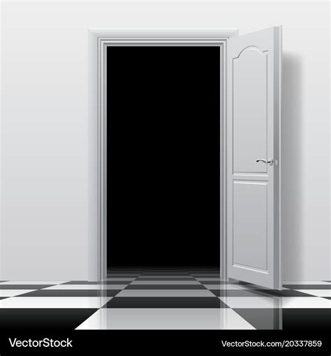 Entrance Into A Dark Room With White Open Door On Vector Image