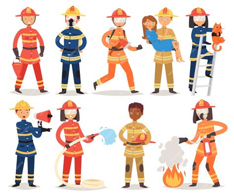 Premium Vector Firefighter Cartoon Fireman Character Firefighting