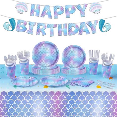 Amazon.com: Mermaid Birthday Party Supplies for Girls Mermaid Party ...