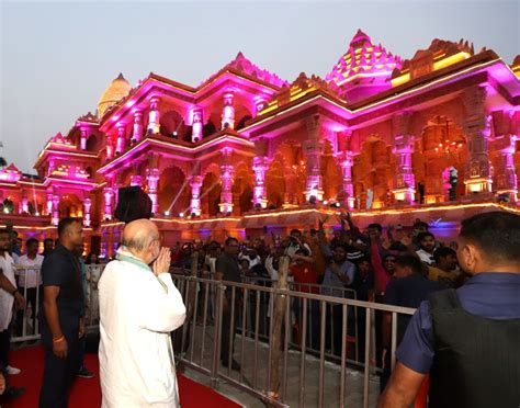 Durga Puja Pandal Designed Like Ayodhya Ram Temple Floors Amit Shah