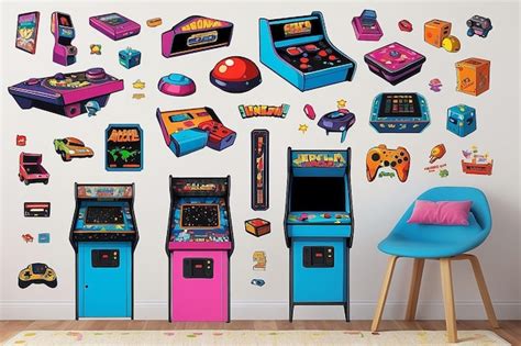 Premium Photo | Retro Arcade Game Room Wall Decals