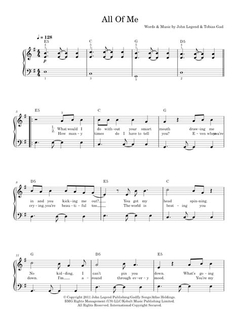 Play Official Version Of All Of Me Sheet Music By John Legend For Piano