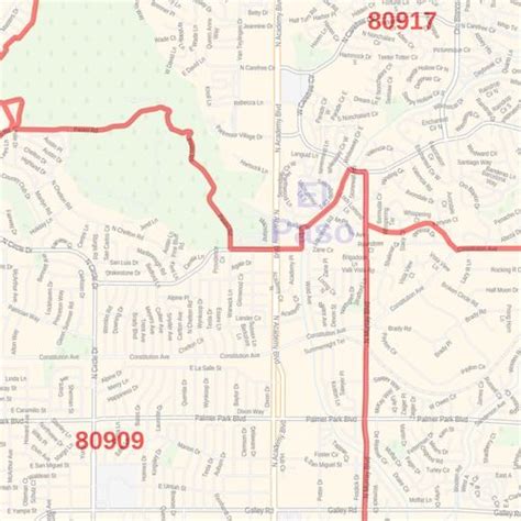 Colorado Springs Colorado Zip Codes Map