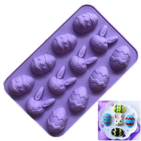 12 cavidade ovos de páscoa forma de coelho silicone molde de chocolate