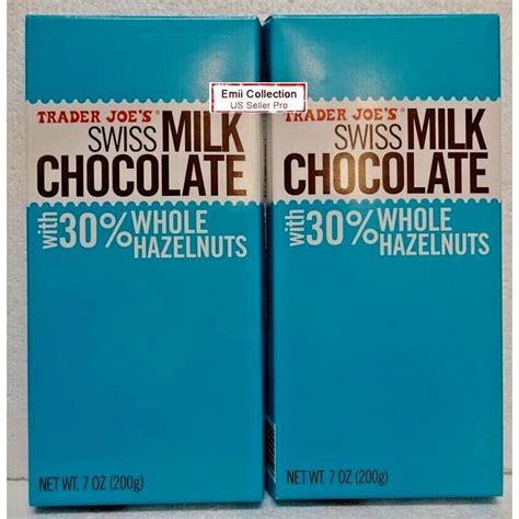 Trader Joes Swiss Milk Chocolate With 30 Whole Hazelnuts 7oz 200g 2 Boxes On Ebid United