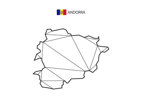 Mosaic Triangles Map Style Of Andorra Isolated On A White Background