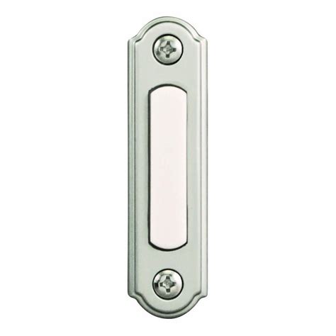 Hampton Bay Wired Lighted Door Bell Push Button Brushed Nickel Hb 256 02 The Home Depot