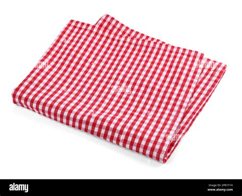 One Red Plaid Napkin Isolated On White Stock Photo Alamy