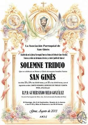 Provincia Recuerden Solemne Triduo en Honor a San Ginés Gines