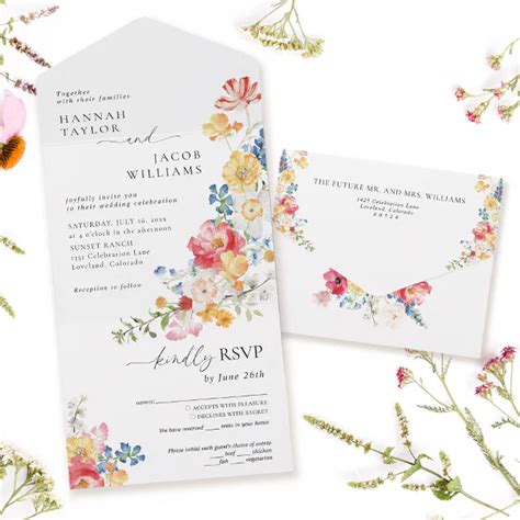 Colorful Wildflower Wedding All In One Invitation Zazzle