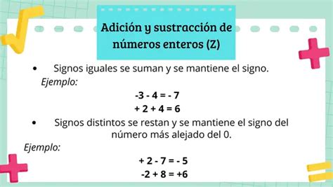 Recordatorio De Adición Y Sustracción De Números Enteros Profe Social