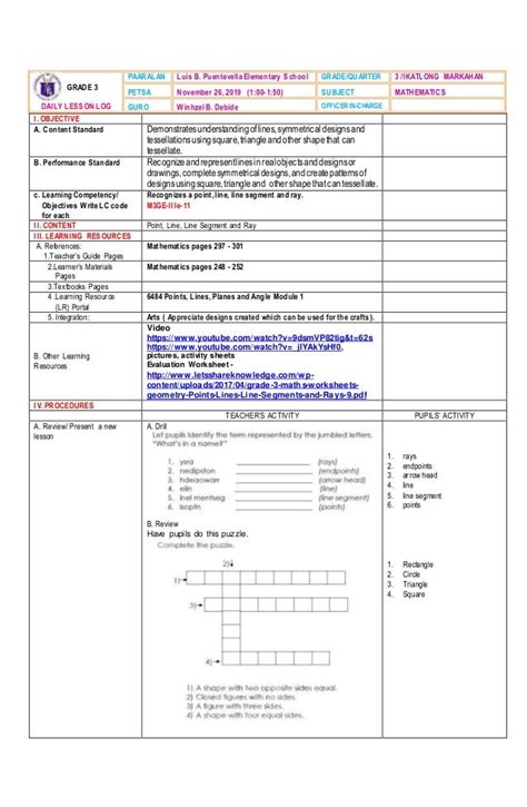 Grade 8 Math First Quarter Lesson Plan