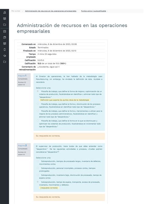 Puntos extra 3 autocalificable Revisión del intento Administración de