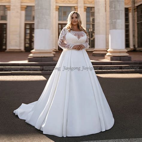 Jiayigong Charming Plus Size Wedding Dress For Bride Puff Sleeves