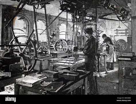 Engraving Depicting An Electrotyping Room In London Dated 19th Century